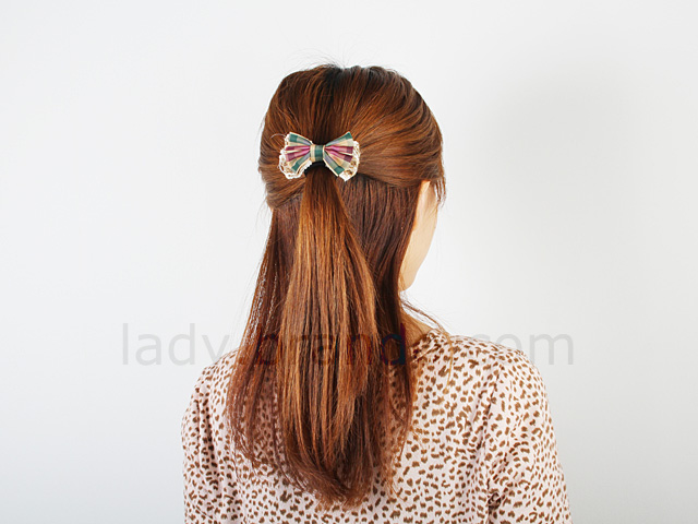 Ribbon Hair Band with Checks Pattern