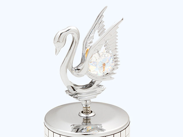Details about  / Crystal glass swans mirrored rotating music box to the tune of Swan Lake