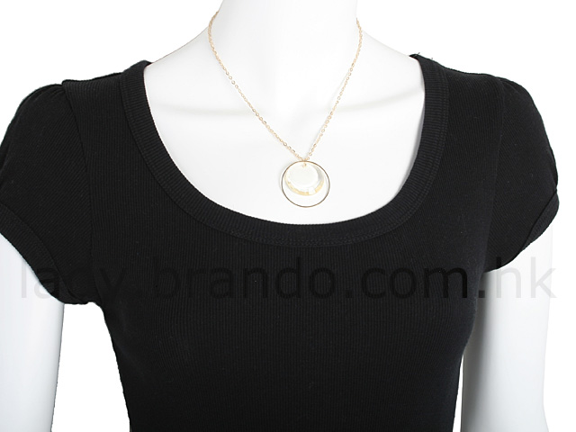 Golden Necklace with Clear Crystal-like Pendant