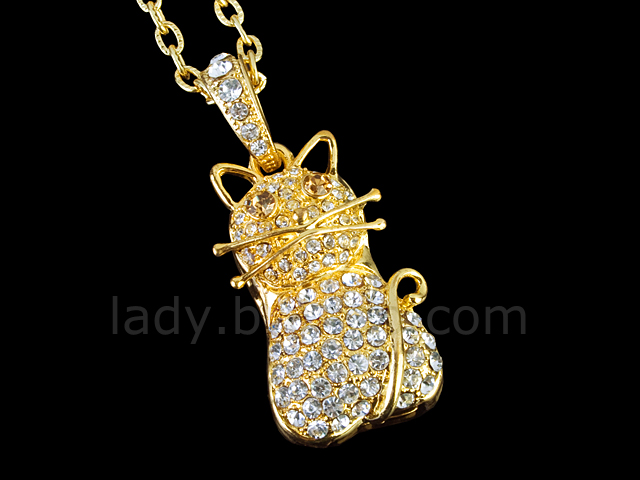 USB Jewel Cat Necklace Flash Drive