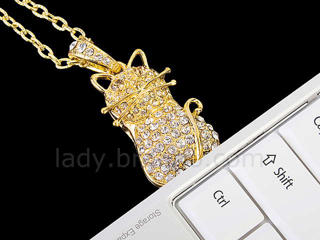 USB Jewel Cat Necklace Flash Drive