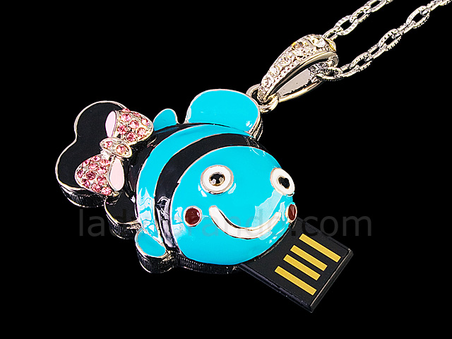 USB Jewel Smiley Fish Necklace Flash Drive