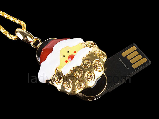 USB Santa Claus Necklace Flash Drive