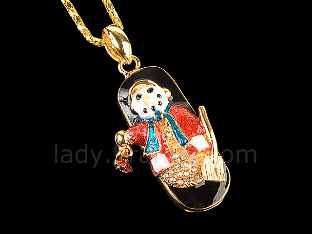 USB Jewel Snowman Necklace Flash Drive