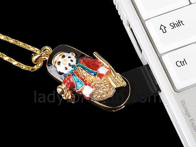 USB Jewel Snowman Necklace Flash Drive