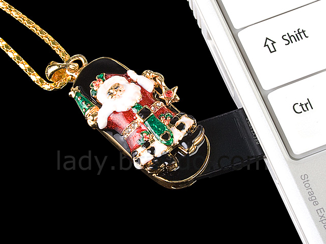 USB Jewel Santa Claus Nacklace Flash Drive