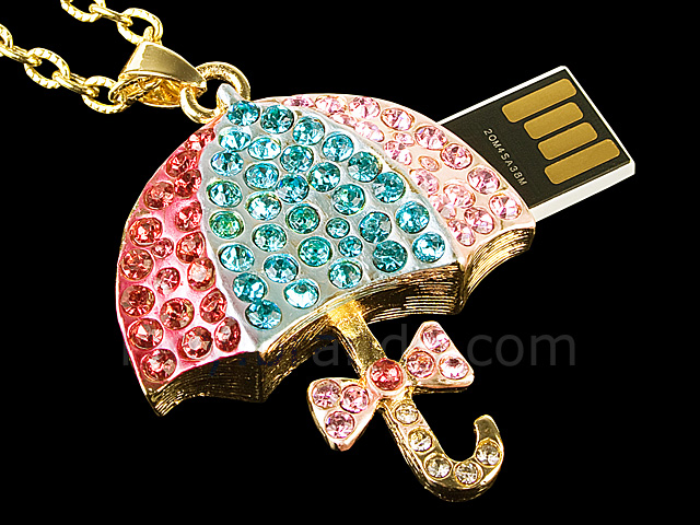 USB Jewel Umbrella Necklace Flash Drive