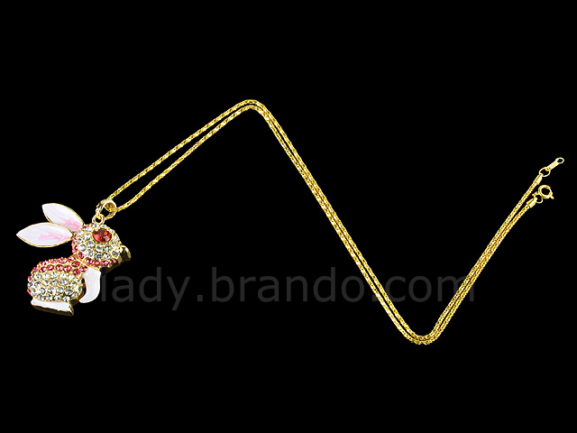 USB Jewel Rabbit Necklace Flash Drive