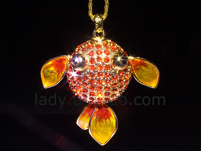 USB Jewel Gold Fish Necklace Flash Drive