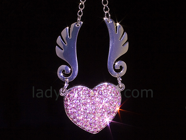 USB Jewel Flying Heart Necklace Flash Drive