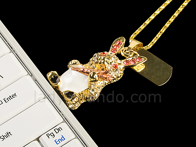 USB Jewel Rabbit with Carrot Necklace Flash Drive