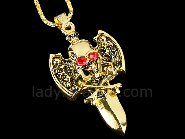 USB Jewel Skull Sword Necklace Flash Drive