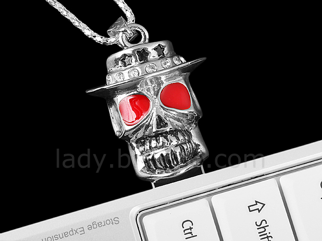 USB Jewel Skull Necklace Flash Drive