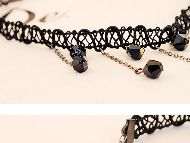 Black Woven Tassel Chain Droplets Necklace