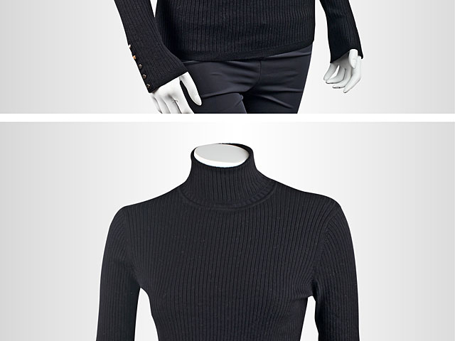 Black Turtle Neck Long Sleeve Pullover