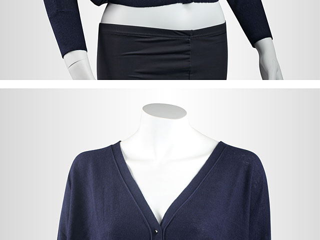 Navy 3/4 Sleeve V-Neck Short Cardigan