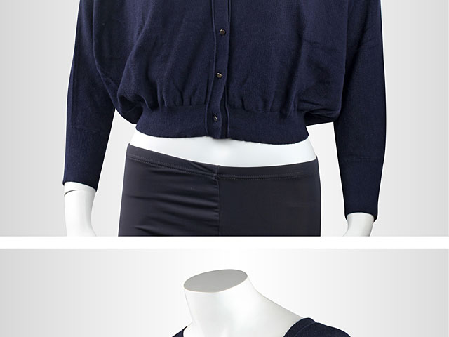 Navy 3/4 Sleeve V-Neck Short Cardigan