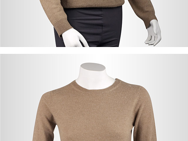 Taupe Melange Round Neck Long Sleeve Pullover