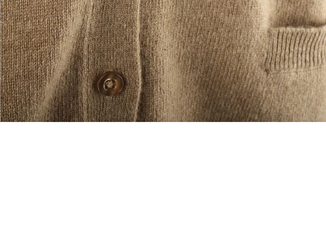 Taupe Melange V-Neck Long Cardigan with 2 Pocket