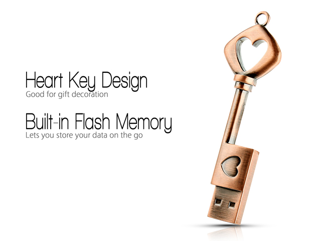 USB Heart Key Flash Drive